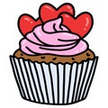 Valentine Cupcake Doodle Art Drawing Vector Illustration Royalty Free Stock Photo