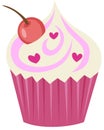 Valentine cupcake icon with cherry on top