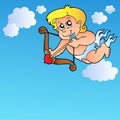 Valentine Cupid with bow and clouds