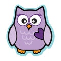 Valentine cute purple love owl holding heart