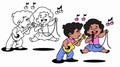 valentine cute sticker - a couple of lovers sing together a love song