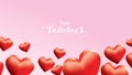 Valentine 3D Colorful Red Romantic Hearts shape flying and Floating on pink background. symbols of love for Happy Women`s, Mother Royalty Free Stock Photo