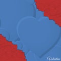 Valentine 3D hearts blank blue and red card