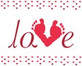 Valentine day baby footprints vector