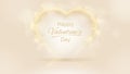 Valentine day backdrop, golden heart shaped neon light effects and glitter elements, bokeh, blur. luxury 3d style concept. vector Royalty Free Stock Photo