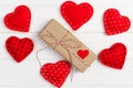 Valentine day background with hearts and gift box