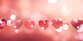 Valentine day background wallpaper. valentines day hearts decoration bokeh light blurry background. Generative AI