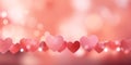 Valentine day background wallpaper. valentines day hearts decoration bokeh light blurry background. Generative AI