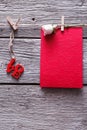 Valentine day background, word love and card on wood Royalty Free Stock Photo