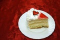 Valentine Day Cake With Jelly Red Hearts cutted