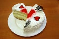 Valentine Day Cake With Jelly Red Hearts cutted