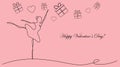 Valentine day card with hearts and ballerina Royalty Free Stock Photo