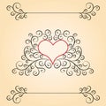 Valentine day card with patterns and heart inside Royalty Free Stock Photo