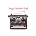 Valentine day card. Vintage typewriter with text Royalty Free Stock Photo