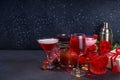 Valentine day cocktail bar background Royalty Free Stock Photo