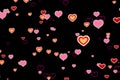 Valentine day colorful draw hearts shape on black background, holiday festive valentine day love