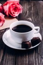 Valentine Day Concept. Coffee and Roses Royalty Free Stock Photo
