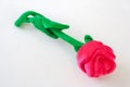 Valentine Day Concept : Fake red rose flower on white background. Royalty Free Stock Photo