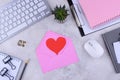 Valentine day concept in office desk Royalty Free Stock Photo