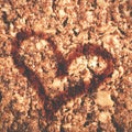 Valentine day concept.Shape of heart draw on healthy Granola bar Royalty Free Stock Photo