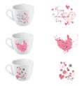 Valentine day cup designe set