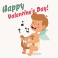 Valentine Day cupid angel cartoon style vector Royalty Free Stock Photo