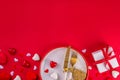 Valentine day dinner table setting background