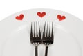Valentine day dinner to restaurant on white background Royalty Free Stock Photo