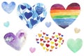 Valentine day doodle hearts. lesbian, gay, LGBT, wooden, rainbow, rainbow, frame, ornament