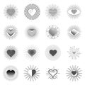 Valentine day doodle hearts in Vintage Sunbusrt Royalty Free Stock Photo