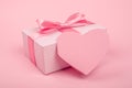 Valentine day gift and heart card Royalty Free Stock Photo