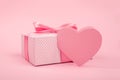 Valentine day gift and heart card Royalty Free Stock Photo
