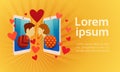 Valentine Day Gift Card Holiday Couple Love Cell Smart Phone Social Network Communication