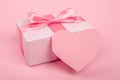 Valentine day gift and heart card Royalty Free Stock Photo