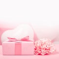 Valentine day gift and heart card Royalty Free Stock Photo