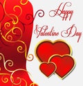 Valentine day greeting card with golden floral