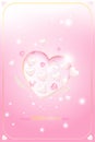 Valentine Day greeting card template. Celebration concept with Pink hearts and light effects on background with ribbons. Royalty Free Stock Photo