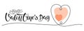 Valentine Day greeting card template. Happy Valentines Day text with Continuous one line drawing two Heart. Single line Royalty Free Stock Photo
