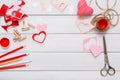 Valentine day handmade scrapbooking background, cut and paste hearts card Royalty Free Stock Photo