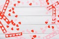 Valentine day handmade scrapbooking background, cut and paste hearts card Royalty Free Stock Photo