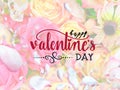 Valentine day happy wishes Pink white roses and petal floral spring summer background copy space Royalty Free Stock Photo