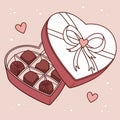 valentine day heart chocolate box vector art. Royalty Free Stock Photo