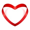 Valentine Day heart from red silk ribbon