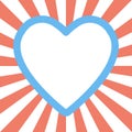 Valentine day heart shape on sunburst background Royalty Free Stock Photo