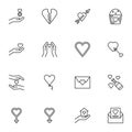 Valentine day hearts line icons set Royalty Free Stock Photo