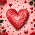 Valentine Day hearts  red roses illustration graphic Royalty Free Stock Photo