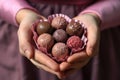 hands holding different chocolates in a box . AI Generated Royalty Free Stock Photo