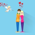 Valentine Day Holiday Couple Embrace Heart Shape