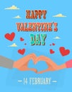 Valentine Day Holiday Couple Hand Making Heart Shape Greeting Card