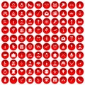 100 valentine day icons set red Royalty Free Stock Photo